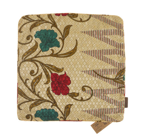 Silke pudebetræk 50x50 i røde og gule nuancer med sort abstrakt mønster inspireret sari pudebetræk boho vintage etnisk orientalsk stil