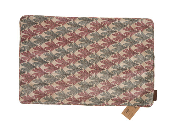 Unikt Silke pudebetræk 60x40 cm med farverigt boho vintage bladmønster i støvet rosa beige og grønne toner som sari pude i orientalsk stil
