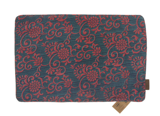 Unikt Silke pudebetræk 60x40 cm som sari pudebetræk i mørkegrøn og rød med farverigt orientalsk blomster og slyngemønster til boho pude