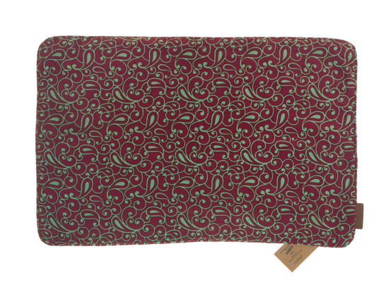 Unique Silk pillowcase 60x40 cm as a sari pillowcase in burgundy and green with colorful oriental pattern of winding ornaments