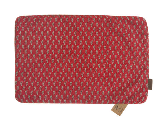 Rødt Silke pudebetræk med fint all-over mønster i mørke og lyse nuancer, indisk boho sari pudebetræk til 60x40 cm.