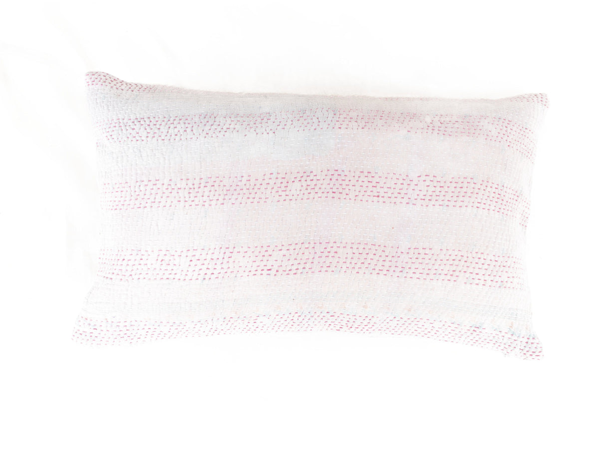 Sari pillowcase 30x50 in purple and purple-purple with colorful stripes in mustard yellow and light blue as well as floral patterns, unique Indian pillowcase in boho/vintage style