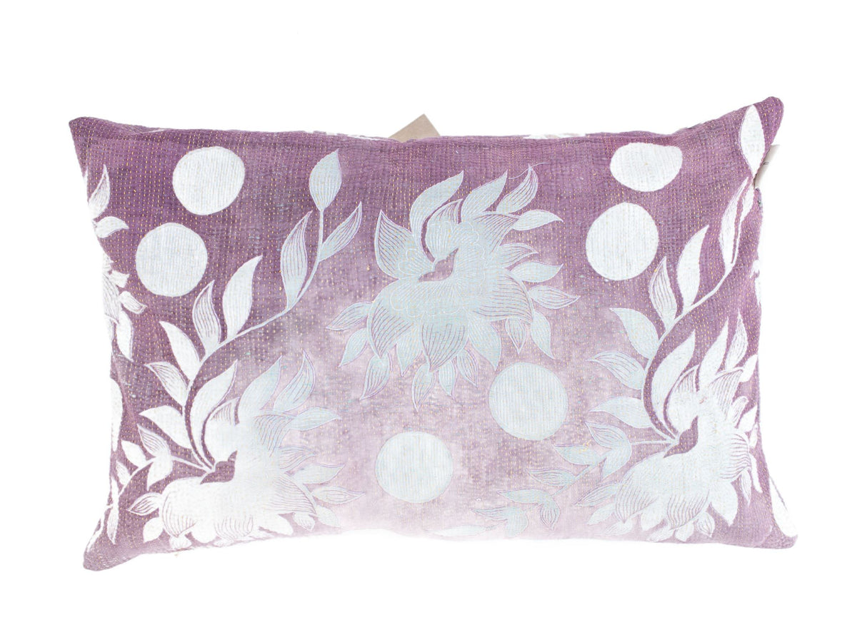 Sari pillowcase 60x40 in colorful boho patchwork squares with turquoise, peach, orange and white textile pattern - unique Indian vintage sari pillow/Indian pillowcase