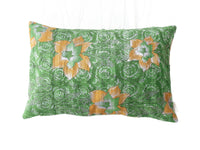 Sari pillowcase 60x40 in white and red with colorful vintage floral and geometric patterns - Indian boho/bohemian sari pillow in unique upcycled style