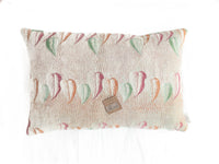 Sari pillowcase 60x40 in vintage boho style with colorful pattern in burgundy, cream and yellow as well as floral motifs and ethnic inspired ornamentation (unique sari pillow)
