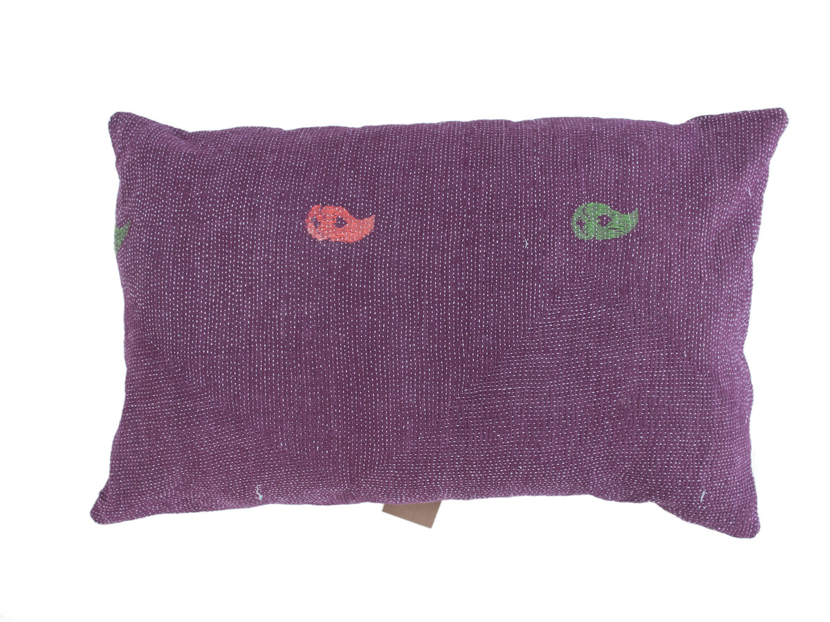 Sari pillowcase 60x40 with Indian vintage boho pattern in light purple, blue and cream colors - unique sari pillow in colorful upcycled textiles