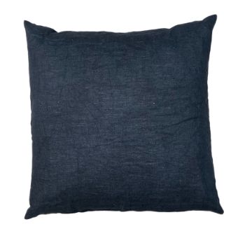 Oreiller en lin, dimensions 50 x 50 cm, Bleu Nuit