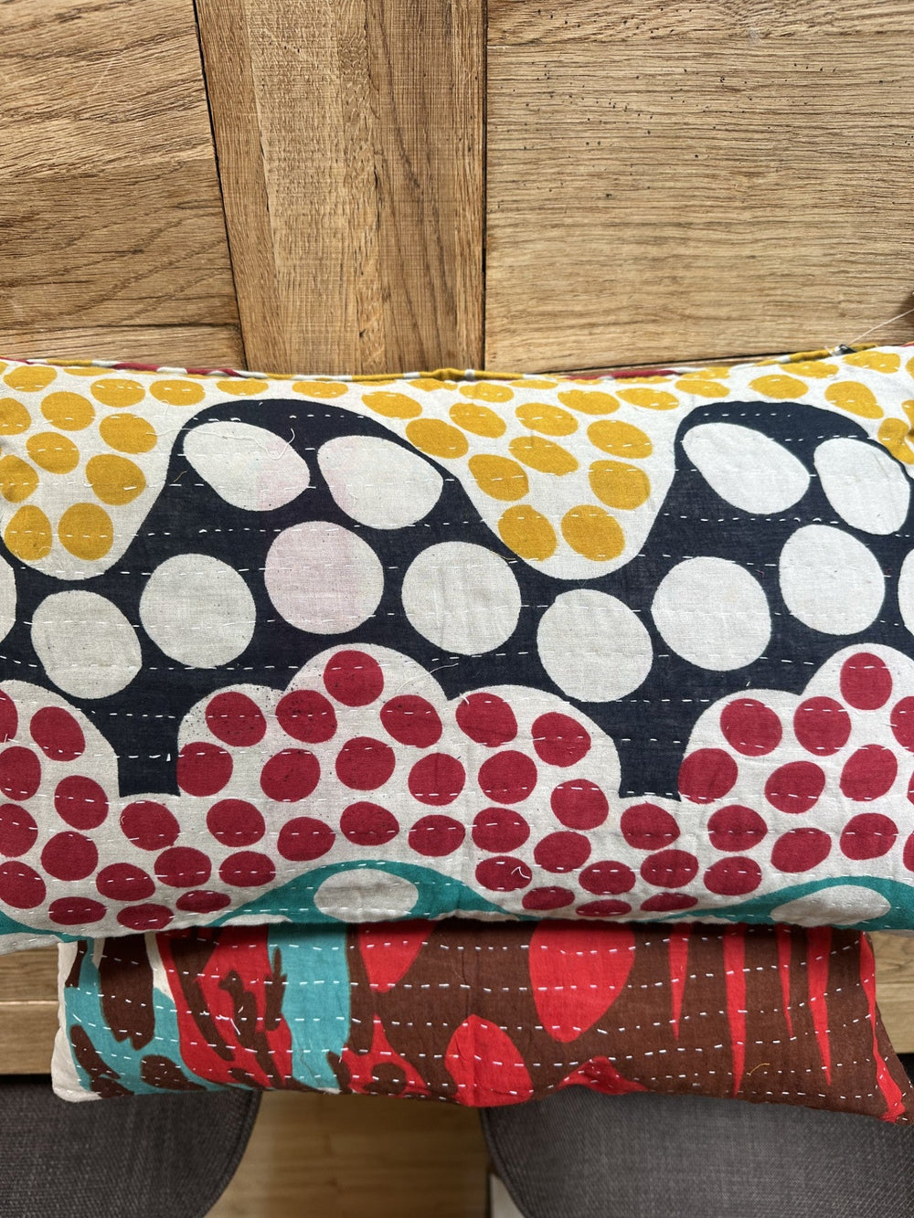 Kantha Duo – Lot de 2 taies d'oreiller 30x50 – Blanc cassé