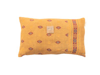 Sari pillowcase 30x50 cm in curry yellow with colorful bohemian/Indian diamond patterns and ethnic design, unique sari pillow for sofa and bed