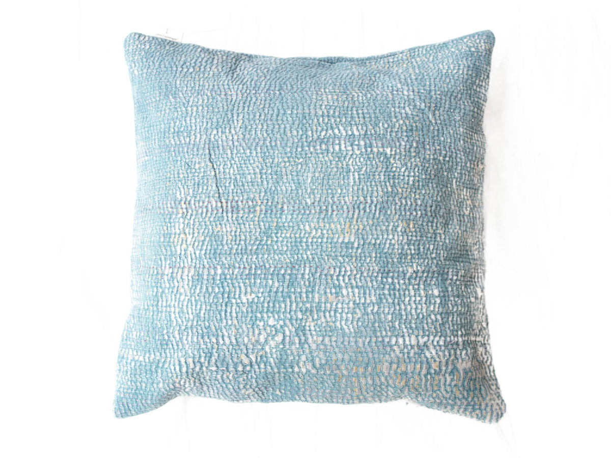 Sari pillowcase 50x50 in light blue and aqua colors with fine structured, vintage pattern - boho/Indian Indian pillowcase for sari pillow